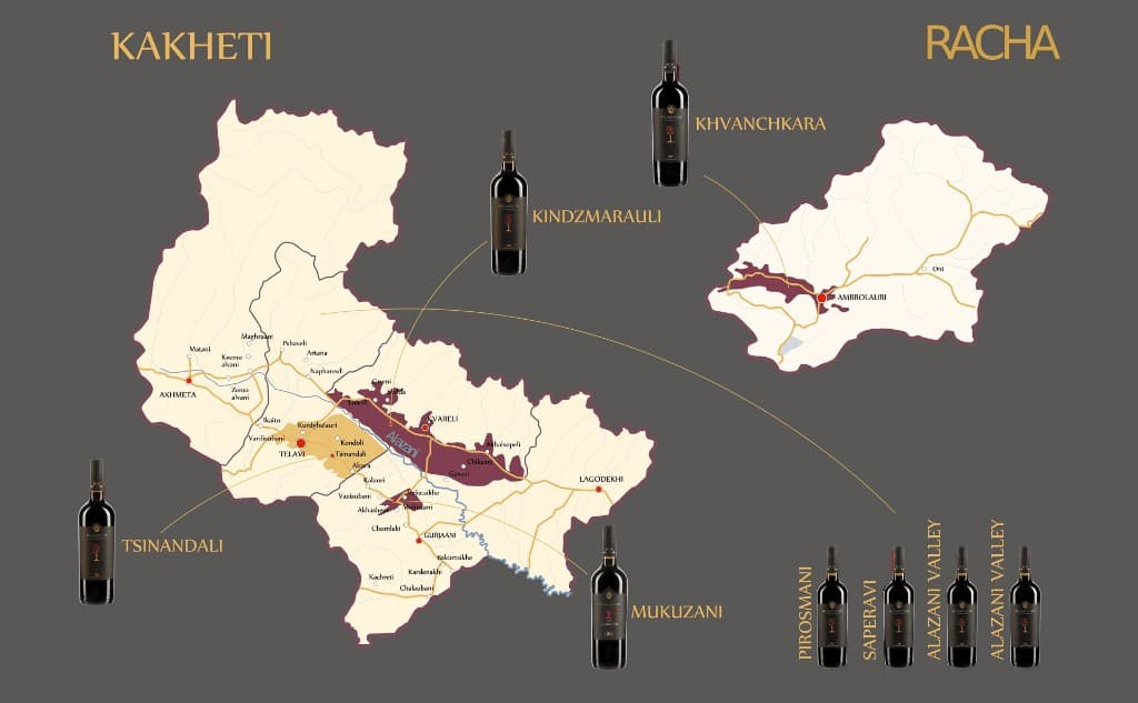Kakheti and Racha wine regions map